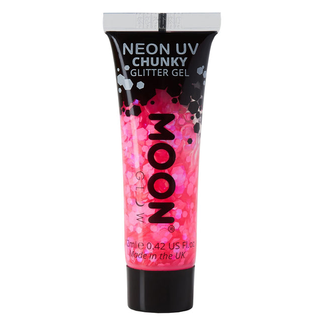 Moon Glow Neon UV Gel Brillo Grueso Rosa Caliente 12ml