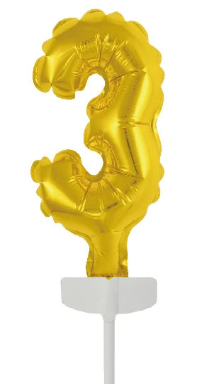 Gold Cake topper 3 Años Globo Foil 12.5cm