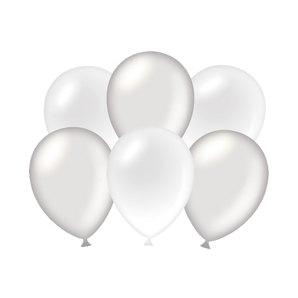 Globos Plateados/Blancos Metalizados 30cm 6pcs