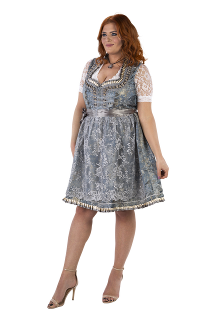 Oro Plata Vestido Dirndl Oktoberfest Señoras 2 Piezas