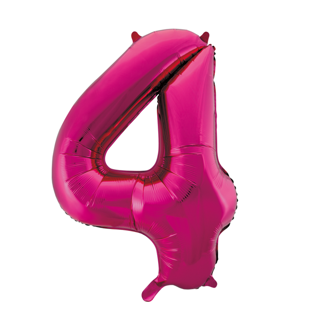 Globo Foil Figura 4 Fucsia XL 86cm vacío