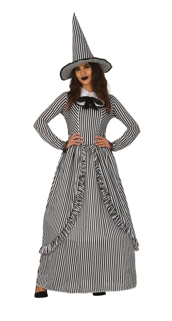 Disfraz de Bruja Halloween Mujer Negro Blanco