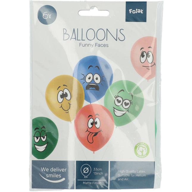 Globos Caras Divertidas de Colores 33cm 6pcs