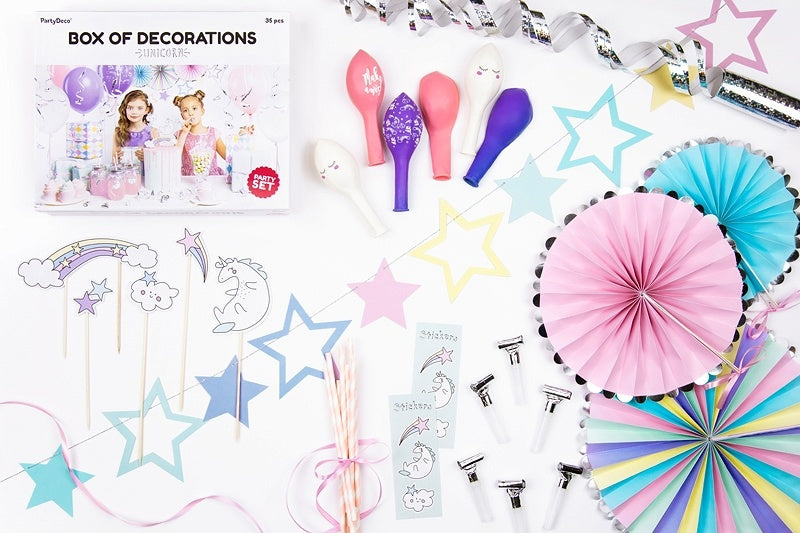 Set de decoración unicornio 35 piezas