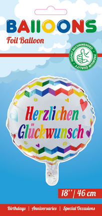 Globo de Helio Herzlichen Gl√ºckwunsch 45cm vacío