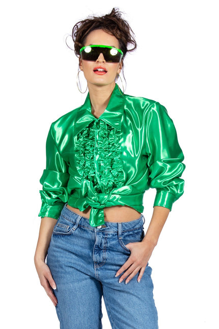 Blusa Disco Volantes Verde Oscuro