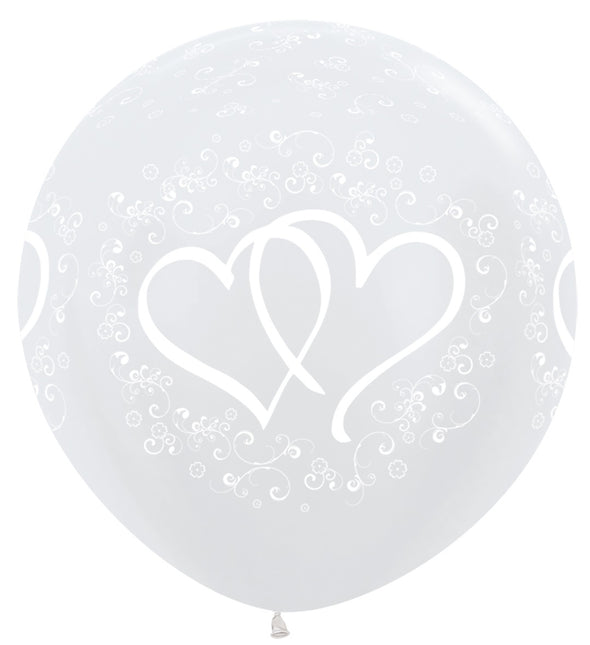 Globos Entwinted Corazones Blanco Perla 91cm 2pcs