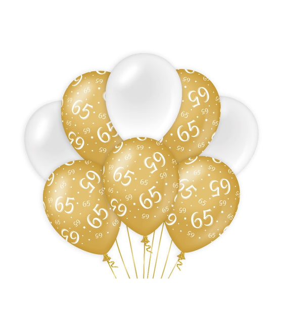 Globos 65 Años Oro Blanco 30cm 8pcs