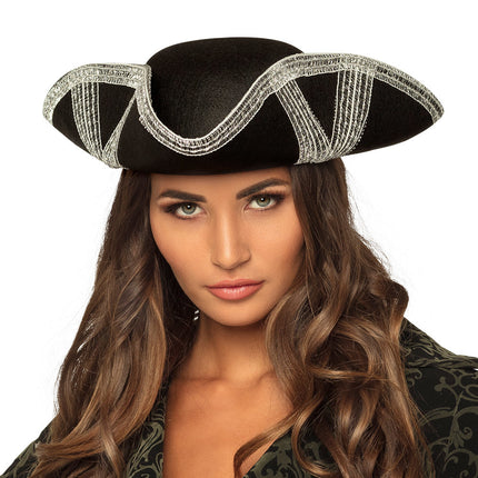 Sombrero pirata Negro Plata