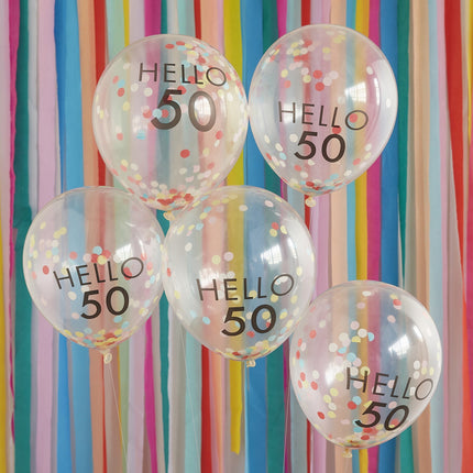 Globos Confetti Transparente 50 Años 30cm 5pcs