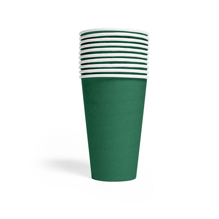 Vasos Verde Oscuro Papel 350ml 10uds.