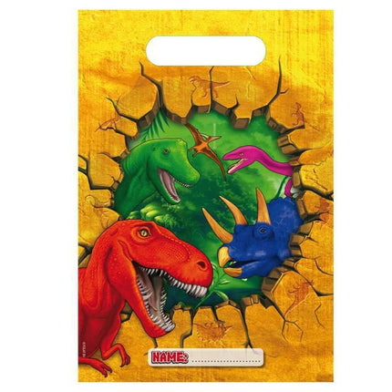 Bolsas para compartir de dinosaurios 23cm 6uds.