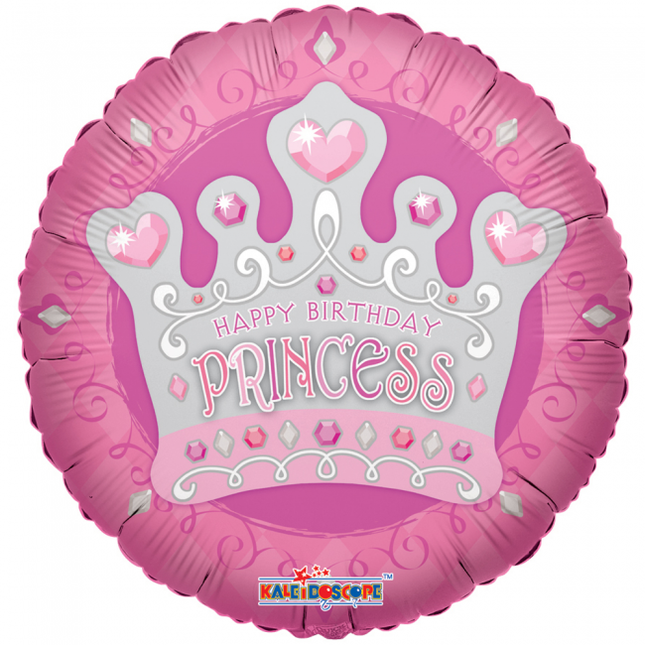 Globo de Helio Feliz Cumpleaños Princesa Corona 45cm vacio