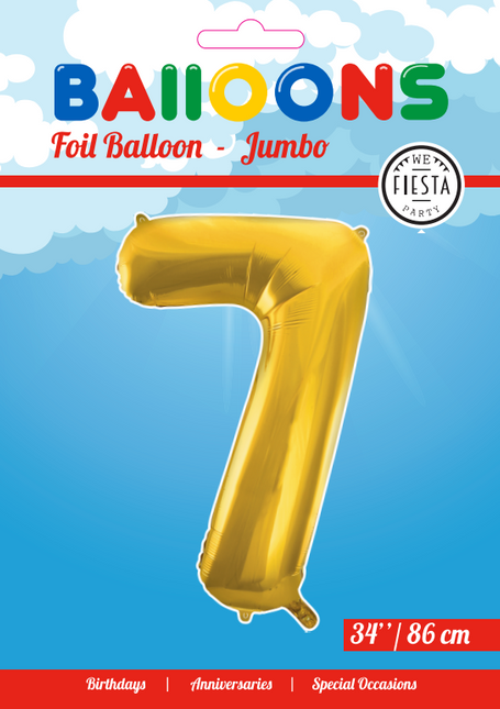 Globo Foil Figura 7 Oro XL 86cm vacío