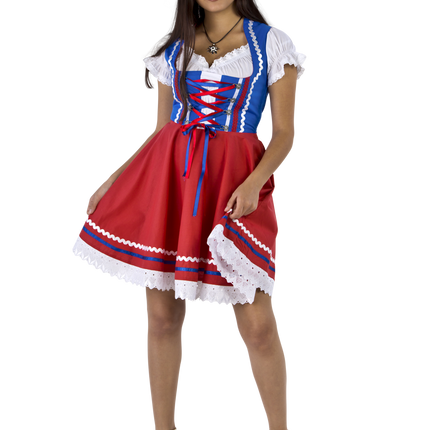 Oktoberfest Vestido Dirndl Oktoberfest Rojo Azul Señoras 2 Piezas