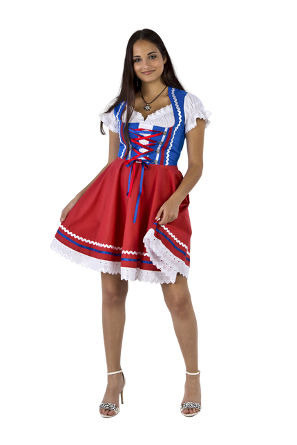 Oktoberfest Vestido Dirndl Oktoberfest Rojo Azul Señoras 2 Piezas