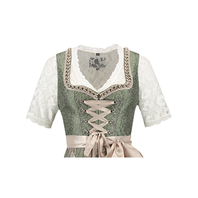 Rosa Blanco Crema Vestido Dirndl Oktoberfest Damas Jaquard Gris