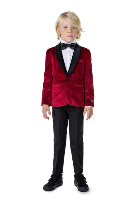 Blazer de terciopelo rojo burdeos chico OppoSuits