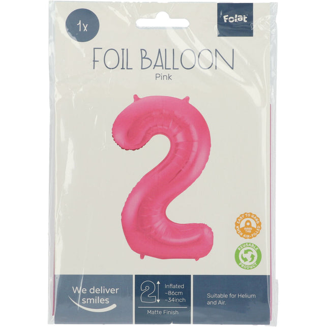 Globo Foil Figura 2 Rosa Mate XL 86cm vacío