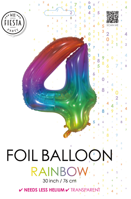 Globo de foil Figura 4 Arco Iris Transparente 66cm