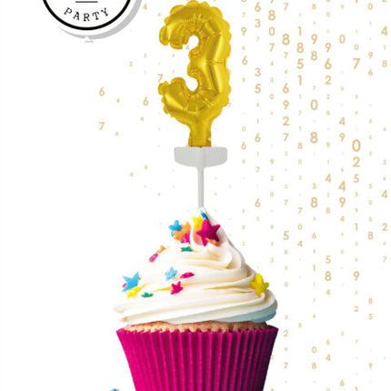 Gold Cake topper 3 Años Globo Foil 12.5cm