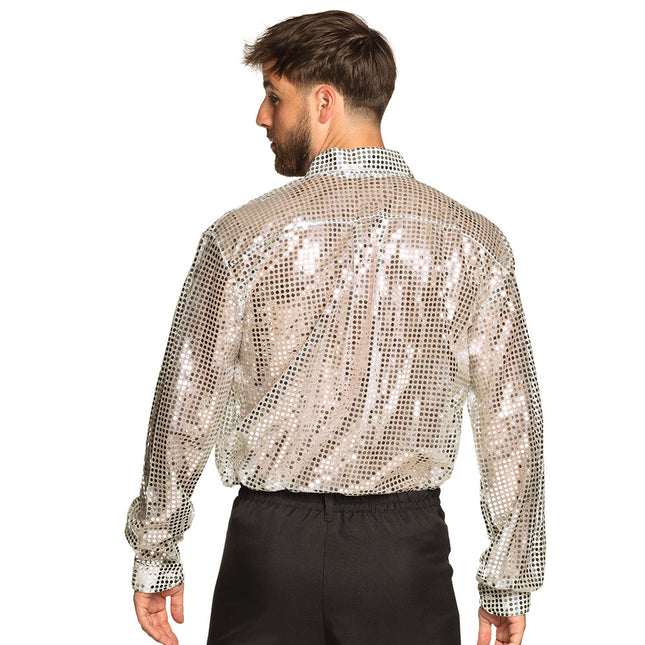 Blusa Disco Plata Hombre Purpurina