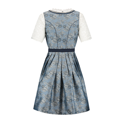 Vestido Dirndl Azul Plata Oktoberfest Señoras 2 Piezas