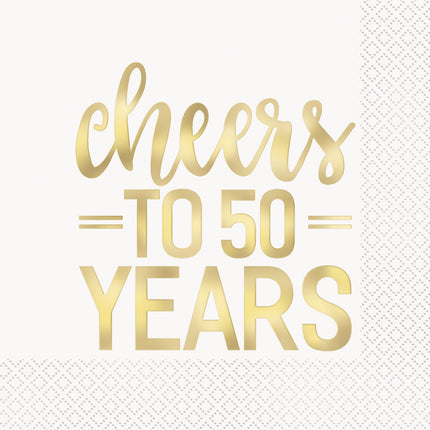 Servilletas Cheers To 50 Years Oro 25cm 16pcs