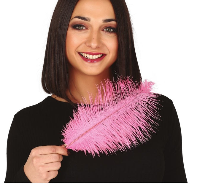 Plumas de avestruz rosa 30cm 12uds.