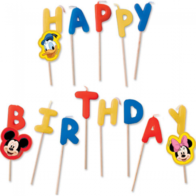 Mickey Mouse Velas para Tarta Feliz Cumpleaños 13pcs