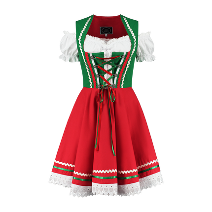 Oktoberfest Vestido Dirndl Oktoberfest Rojo Verde Señoras 2 Piezas