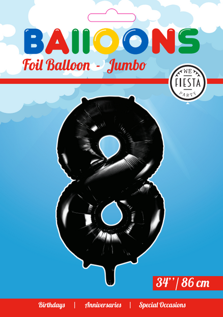 Globo Foil Figura 8 Negro XL 86cm vacío