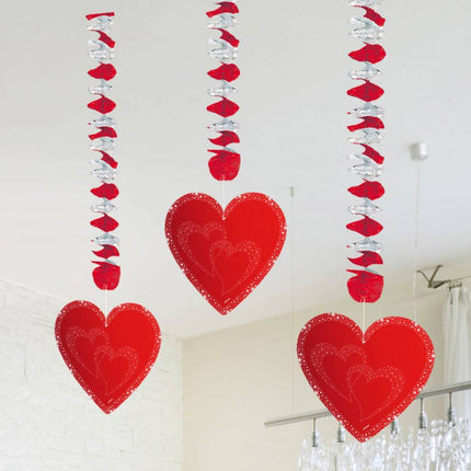 Decoración Colgante Corazones 75cm 3pcs