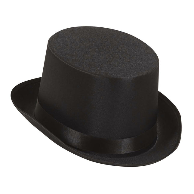 Sombrero Alto Negro Raso