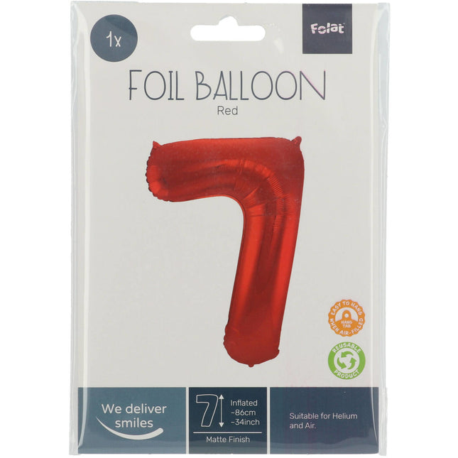 Globo Foil Figura 7 Rojo Mate XL 86cm vacío