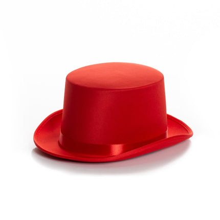 Sombrero alto rojo satinado