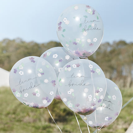 Globos Confeti Equipo Novia Flores 30cm 5pcs