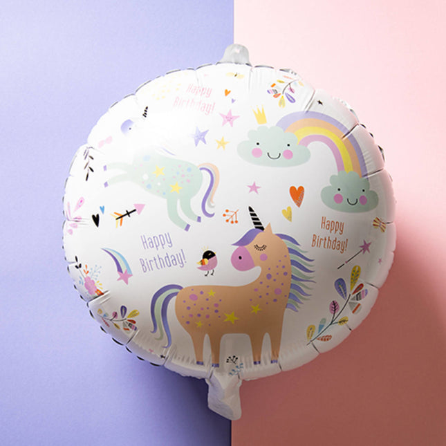 Globo de Helio Feliz Cumpleaños Unicornio Vacío 45cm