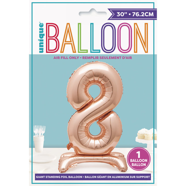 Globo Foil Figura 8 Estándar Oro Rosa 76cm