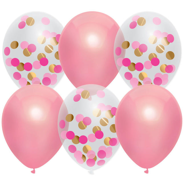 Globos Nacimiento Niña Confetti Rosa 30cm 6pcs