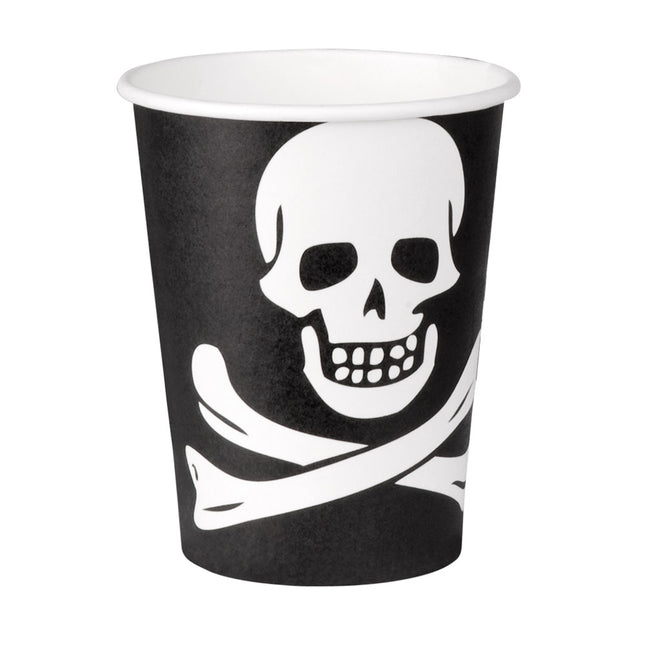 Vasos Pirata Calavera Papel 210ml 10uds.