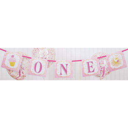 Globos Confeti 1 Año Rosa 30cm 6pcs