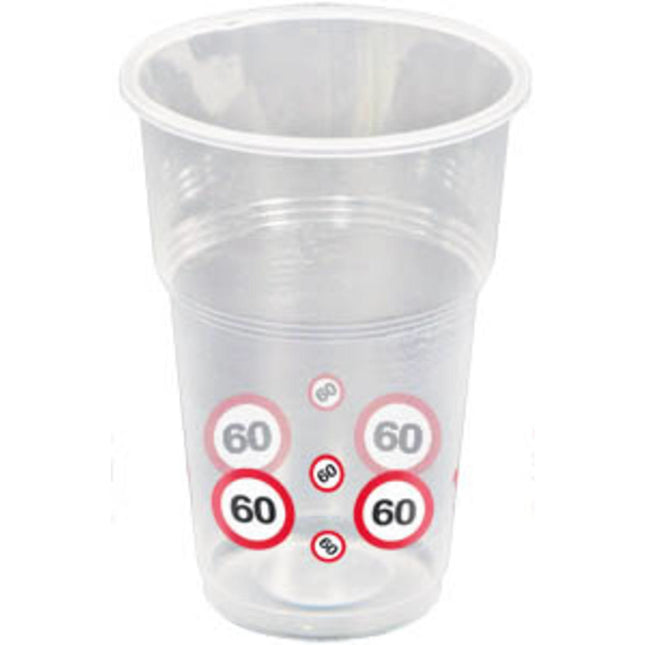 Vasos 60 Años Señal de Tráfico Plástico 350ml 8pcs