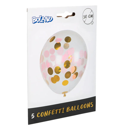 Globos Confetti Oro Rosa 30cm 5pcs