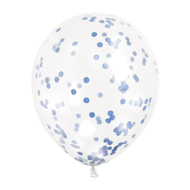 Globos Confeti Azul 30cm 6pcs