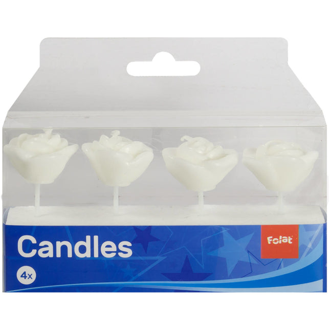 Velas Rosa Blanca 6cm 4pcs