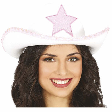 Sombrero Vaquero Blanco Con Stet