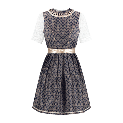 Azul Blanco Crema Vestido Dirndl Oktoberfest Mujer 2 Piezas