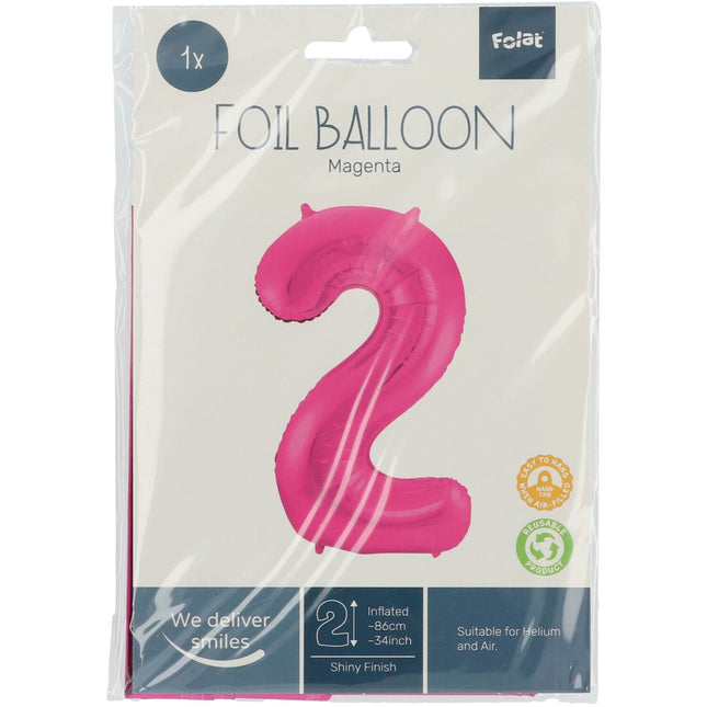 Globo Metalizado Figura 2 Fucsia XL 86cm vacio