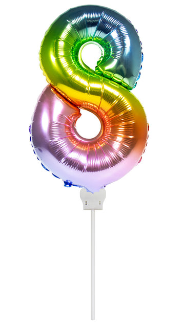 Globo Foil Figura 8 Arco Iris 36cm con Palo